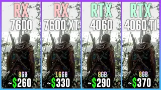 RX 7600 vs RX 7600 XT vs RTX 4060 vs RTX 4060 TI - Test in 20 Games