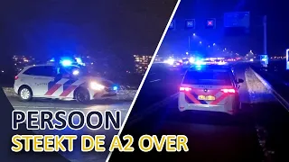 Politie | Man steekt de A2 (snelweg) over | Sneeuw | Team Stichtse Vecht - De Ronde Venen