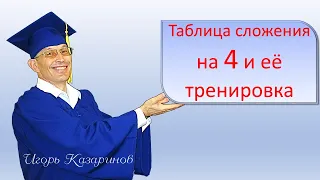 Учим таблицу сложения на 4. Просто, быстро, легко и весело тренируем до полного усвоения с учителем