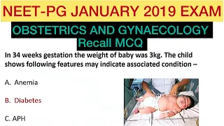 NEETPG JANUARY 2019 EXAM | OBG RECALL MCQ |NEET PG 2019 RECALL QUESTIONS | Medico G