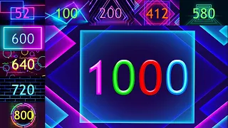 Numbers 1 to 1000 | 1000 seconds 16:40 Minutes | Números de 1 a 1000 fontes neon | 1から1000までの数字  |V7