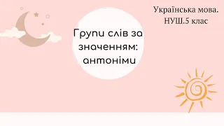 НУШ. 5 клас. Групи слів за значенням: антоніми.