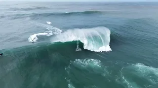 Mavericks Big Wave,  12/28/23 -- watch the little wave shock jump and the exit!