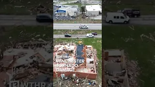 Drone video of the Winchester, Indiana tornado damage