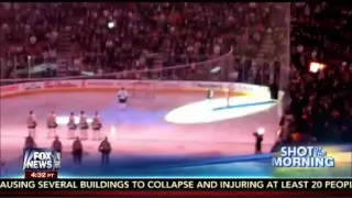 Canadians pickup US Anthem after microphone failed