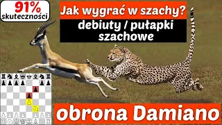 SZACHY 308# Jak wygrać w szachy? białymi 91% w obronie Damiano, debiuty szachowe / pułapki szachowe