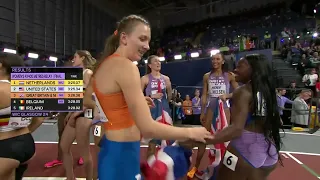 Femke Bol vs  Alexis Holmes anchor leg decides tight 4x400 final at Indoor Worlds  NBC Sports