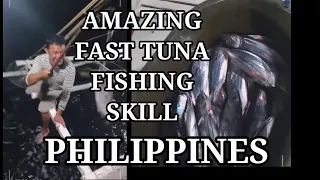 amazing fast tuna fishing skill catching fish big on the sea in Philippines