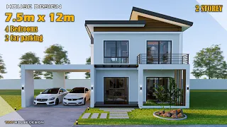 House Design 2 Storey | Simple House | 7.5m x 12m | 4 Bedrooms