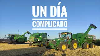 COSECHA de trigo, CINCHANDO camión con 2 tractores y REPARANDO la DEUTZ 550 en el LOTE...