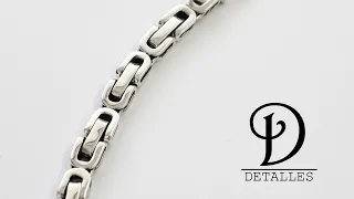 Pulsera modelo Eslabón Chancado en plata + broche / Crushed Link model bracelet in silver + brooch