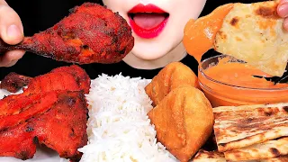 ASMR INDIAN STREET FOOD 인도 음식 먹방 TANDOORI CHICKEN, BUTTER MAKHANI, RICE, NAAN, SAMOSA MUKBANG ZOEY