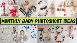 Monthly Baby Photoshoot Ideas at Home | Monthly Birthday Photography Ideas | Saru's Empire