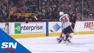 Travis Konecny Leveled By Mark Borowiecki With Huge Open-Ice Hit