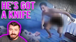 Man In Birthday Suit Pulls Knife After Being Tased!