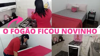 FAXINA GERAL NO FOGÃO | FIZ CAMA POSTA E LIMPEZA NO QUARTO!