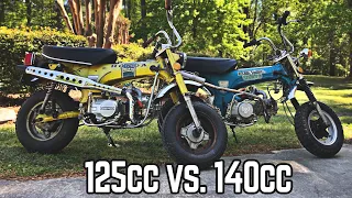 125cc Lifan 4 Spd. vs. Pitster Pro 140cc 4 Spd. on Trail 70s!