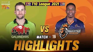 Maratha Arabians Vs Qalandars Highlights Match 16 / 2021 / 02:02:2021