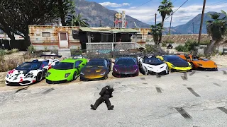 GTA 5 - Stealing Luxury Lamborghini Cars with Trevor! | (Real Life Cars #10)