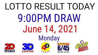 Lotto result today June 14, 2021 9pm draw 2D 3D 4D 6/45 6/55 PCSO