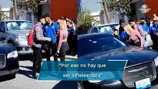 Mujer rompe cristales de auto de su esposo al cacharlo engañándola con una de sus alumnas