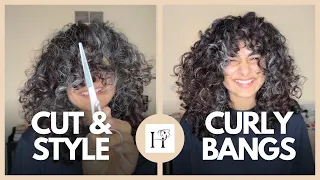 How I Cut & Style Curly Bangs Tutorial!