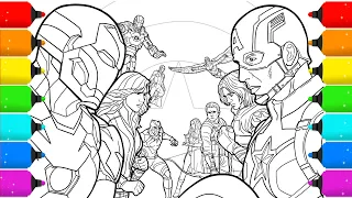 Digital Drawing Avengers Civil War  For Coloring Pages -Timelapse Video
