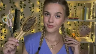 ASMR Braiding & Trimming Your Hair In Class ✁ (overlay sounds)