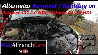 Alternator removal / refitting on Peugeot 407 2.0 HDI / Citroen C5 2.0HDI