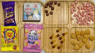 ASMR satisfying video opening chupa chups, cadbury shots, hello panda, jelly drops  wow 🤩 yummy 😋