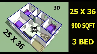 25 x 36 home design with 3d view II 25 x 36 ghar ka naksha II 900 sqft house plan