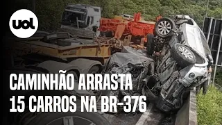 Acidente na BR-376: Caminhão arrasta 15 carros durante engavetamento; veja o vídeo