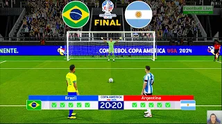 Brazil vs Argentina - Penalty Shootout - Final Copa America 2024 | Messi vs Neymar | PES Gameplay