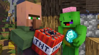 MAIZEN : Mikey bullied by Villagers - Minecraft Animation JJ & Mikey