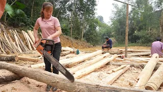 Amazing Woodworking Machines, Technique Build a House Wooden, Join House Columns - Green Farm Life