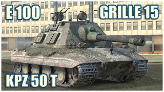 E 100, Grille 15 & Kpz 50 t • WoT Blitz Gameplay