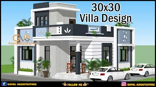 30x30 2BHK Modern House Design  | Latest Villa Design | Gopal Architecture
