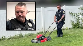 A Feel Good Friday surprise for a police officer caught in the act mowing someone's lawn