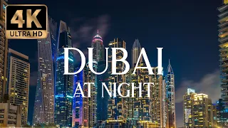 Dubai at Night by Drone in Stunning 4K HD: Aerial Views of the Burj Khalifa, Palm Jumeirah, Atlantis