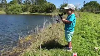 Excited Kid Catching Fish