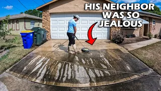 Pressure Washed This Driveway SO CLEAN His Neighbor HAD To Come Check It Out