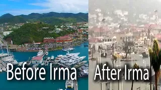 Marigot before and after Hurricane Irma, Saint Martin before Irma, Saint Martin after irma