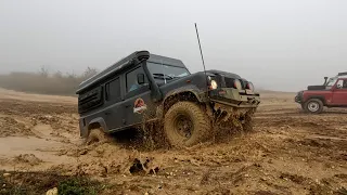Defender offroad on military area | Land Rovers of Switzerland weekend