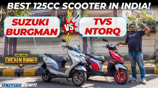 New Suzuki Burgman EX vs TVS NTorq Race XP - Comparison Test! | MotorBeam