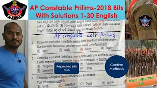 AP Constable Previous Papers 2018 prelims Paper 1-30 English Solutions AP SI full solutions