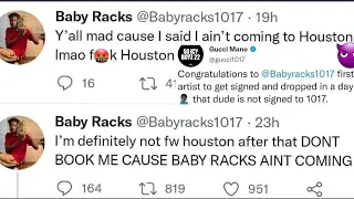 Gucci Mane Drop 1017 Artist Baby Racks Off The Label After Disrespecting Houston After Takeoff De@+h