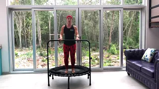 25 Min Low Impact Beginners Rebounding workout on a Jumpsport Trampoline with Stability Bar