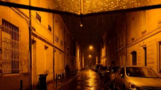 Walking in Night Thunderstorm Rain Ambience Walk 4k / ASMR Relaxing Rain Sounds for Sleeping