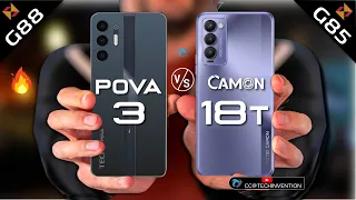 TECNO POVA 3 vs TECNO Camon 18T AnTuTu Benchmark  | Camera | Display | Geekbench | Full Comparison.