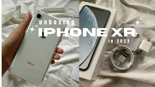  IPhone Xr Unboxing (128GB) in 2023 [ white ] 🫶🏻✨